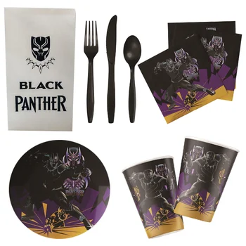 Disney Black Panther Teemaline Sünnipäevapidu Teenetemärgi Asjade Laste Sünnipäeva Banner Ühekordselt Cup Plaat Osaline Tarvikute Komplekt