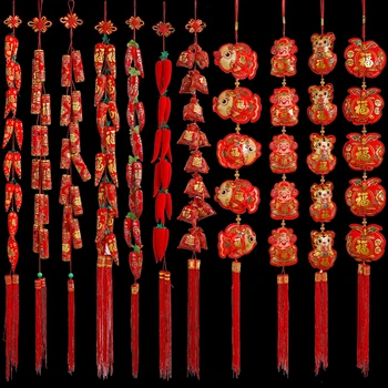 Hiina Kevadel Festival Ripatsid Punane Chili Tulevärgipadrun Stringid Õnnelik kotid Kodu Kujundus 2023 Hiina Uue Aasta Kaunistused