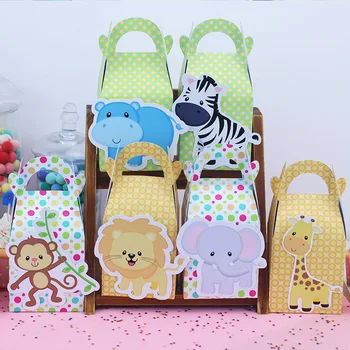 12TK Baby Shower Soosib Safari Loomade Loodusliku Kasuks Kasti Candy Box Suveniiride Poiss/Tüdruk Lapsed Event & Pidu Tarvikud